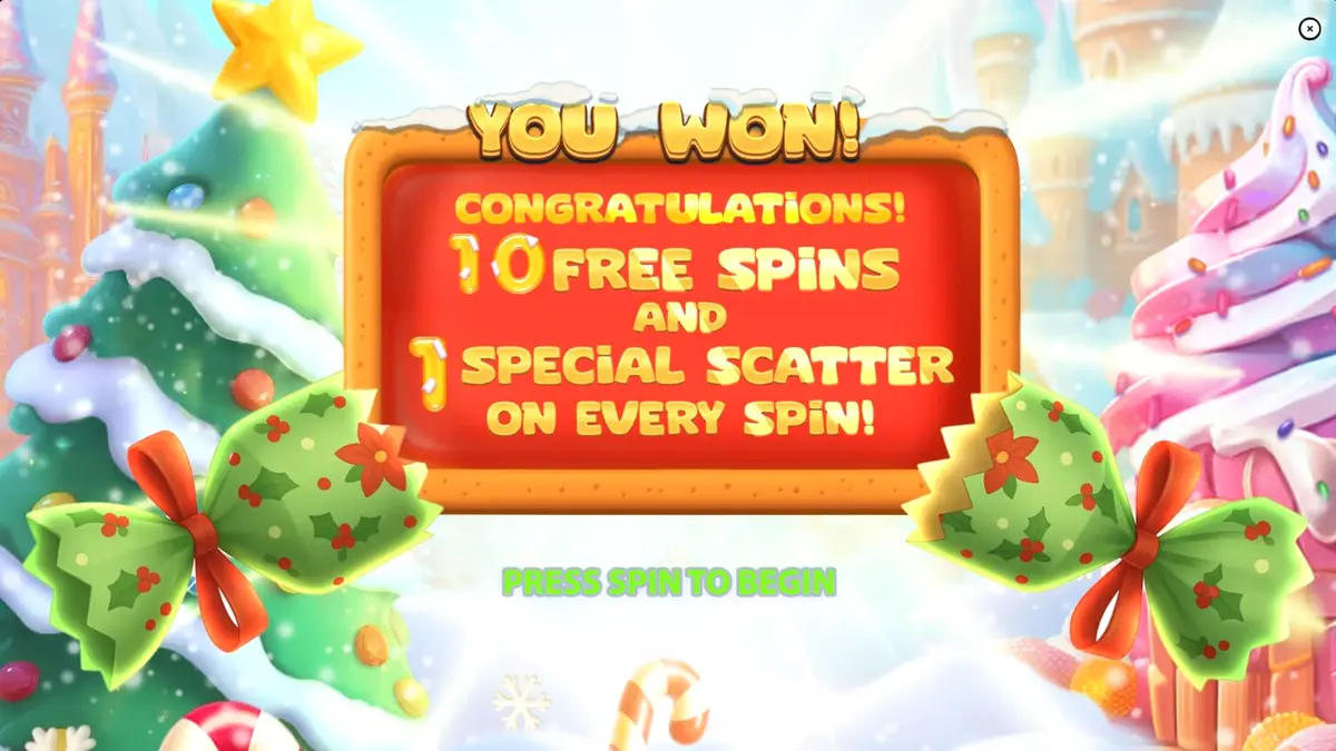Big Sugar Bonanza Xmas slot game interface with festive candy theme